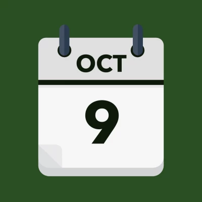 Calendar icon showing 9th October