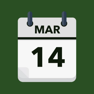 Calendar icon showing 14th March