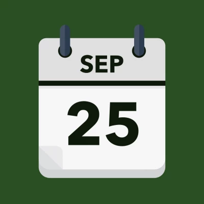 Calendar icon showing 25th September