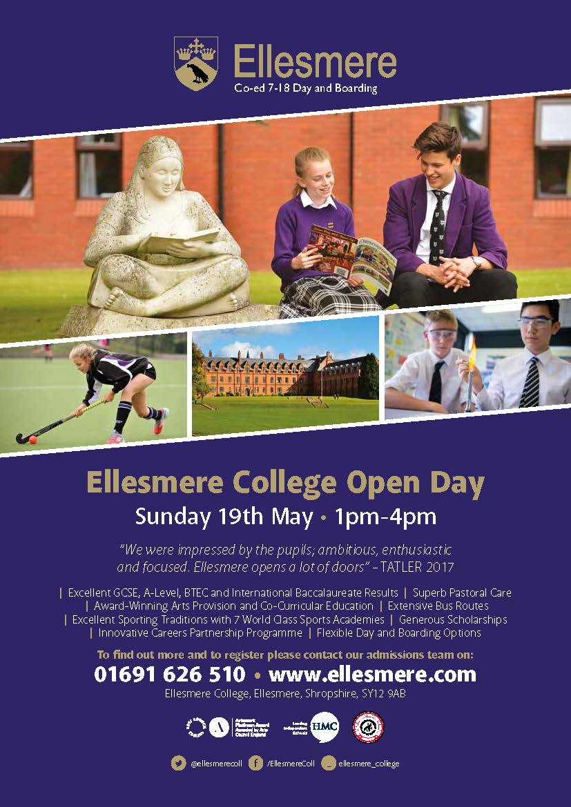 Image: 4230 Ellesmere May 2019 Open Day Advert A4 Low Res