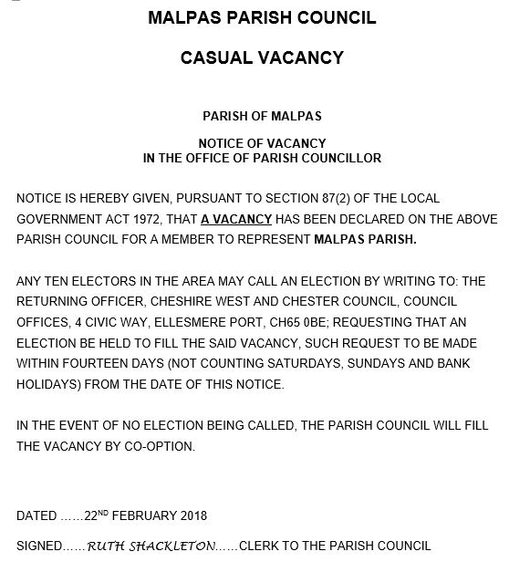 Parish Council vacancy