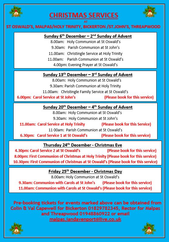 St Oswalds Christmas Services 2020